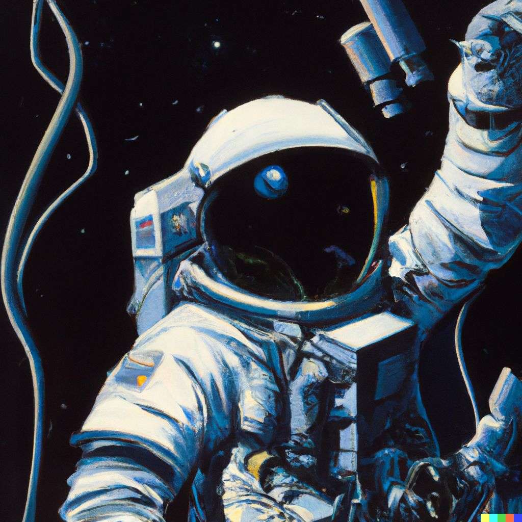an astronaut, by Syd Mead